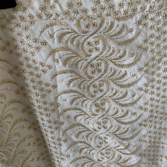 Banana Republic sz 10 Elegant Cream with Gold Metallic Embroidery Skirt euc - Picture 2 of 9